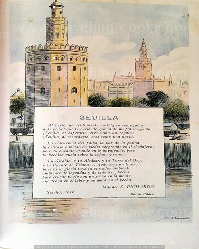 Gold Tower - Sevilla - Spain - Ancient Ad - caras y Caretas 1910 Argentine Magazine #spain