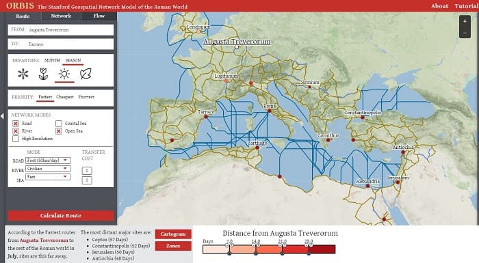 Roman Empire: Roads Calculator and Trade Network