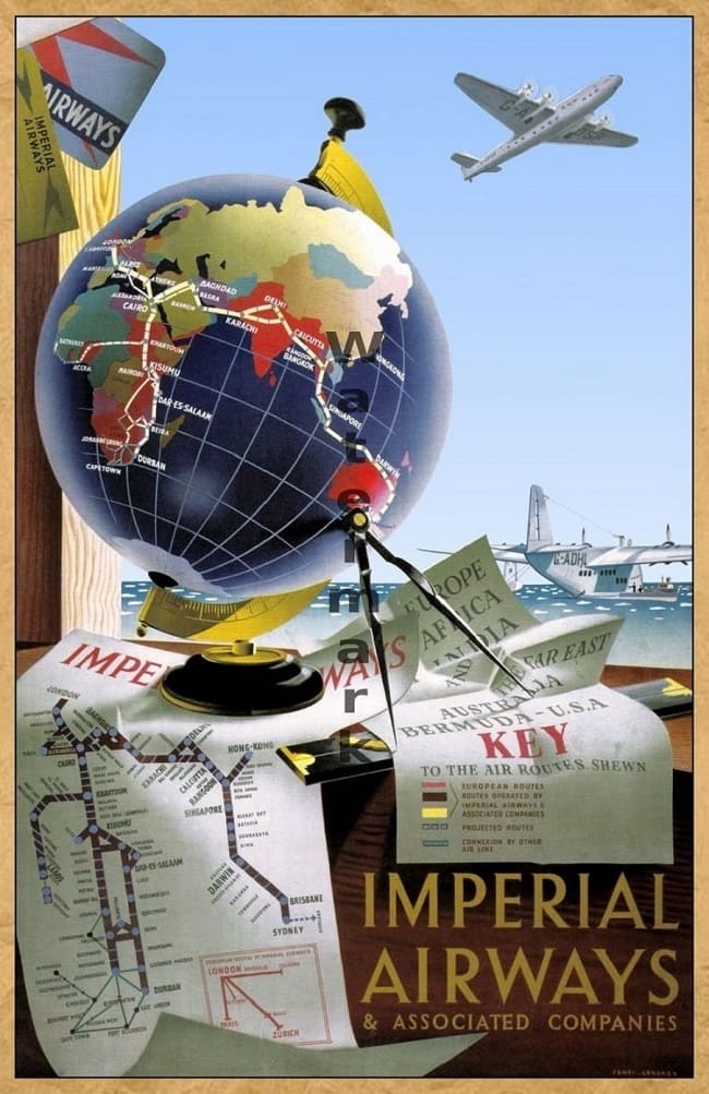 Imperial Airways -History of #Vessels #Travel #Advertising 1890-1930 At the end of the 19th century and the beginning of the 20th century, many shipping lines that transported mail and some passengers transformed their ships into luxury Vessels . It was no longer just the flow of #immigrants to #America. It was a transportation business by sea. And l#. #poster #ads #printer #history #plaques #decor #DIY
