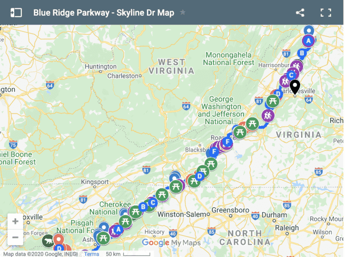 Blue ridge parkway map