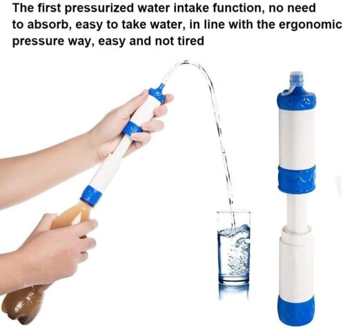 Outdoor Water Filter Straw, Personal Portable Multiple Filtering Emergency Water Purifier, Mini Pressurize Filtration System, for Camping Hiking Climbing