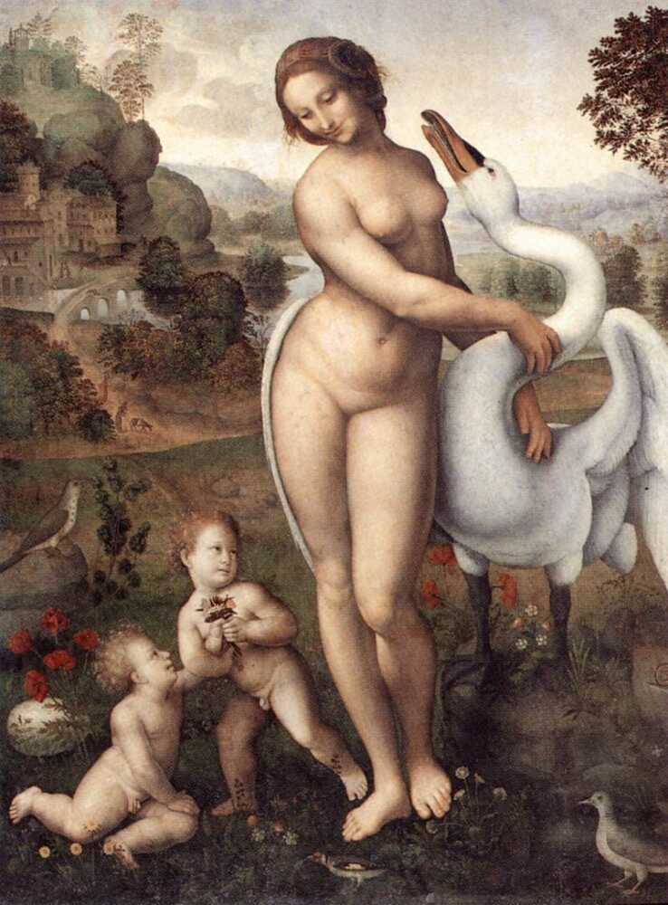 Leonardo Da Vinci - Leda and the Swan Nude in Art Renaissance 