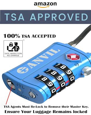 TSA Approved 3 Digit Luggage Cable Locks, Small Combination Padlock Ideal for Travel