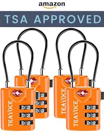 TSA Approved Luggage Cable Locks 2022, Small Combination Padlock Ideal for Travel