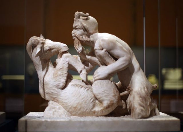 Pompeii erotic art -Statue of Pan copulating with a goat