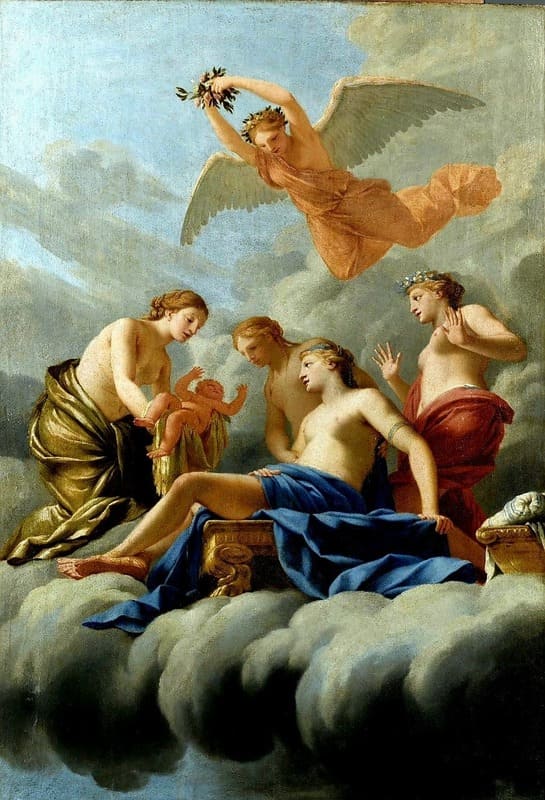 The Birth of Cupid 1645 - 1647 -  Baroque style - Eustache Le Sueur Nude Painting