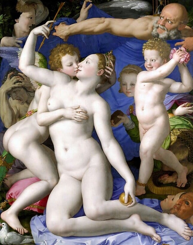  Agnolo Bronzino - Alegory Venus and Cupido - Cupid Nude Artworks