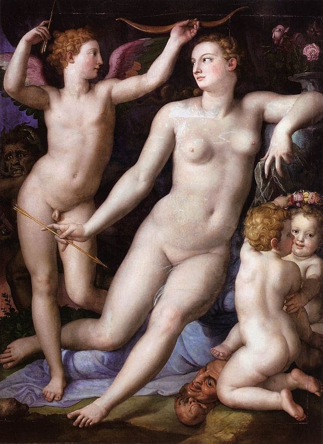 Angelo Bronzino - Venus, Cupid and Envy - Cupid & Venus Nude Artwork