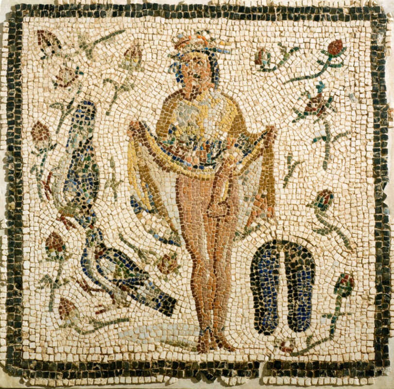 Detail of Priapus Mosaic in the Roman villa of Bobadilla
