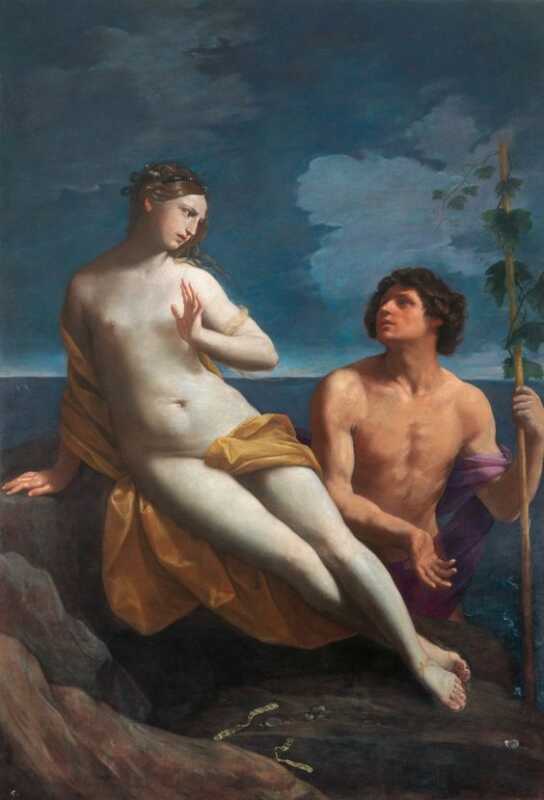 Bacchus and AriadneGuido Reni Oil on canvas, 222.5 x 147 cm h. 1617-19 - Private collection