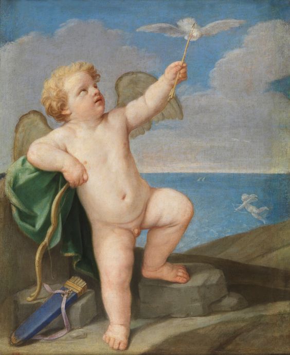 CupidGuido Reni Oil on canvas, 101.0 x 88.0 cm h. 1637-38- Madrid, Museo Nacional del Prado